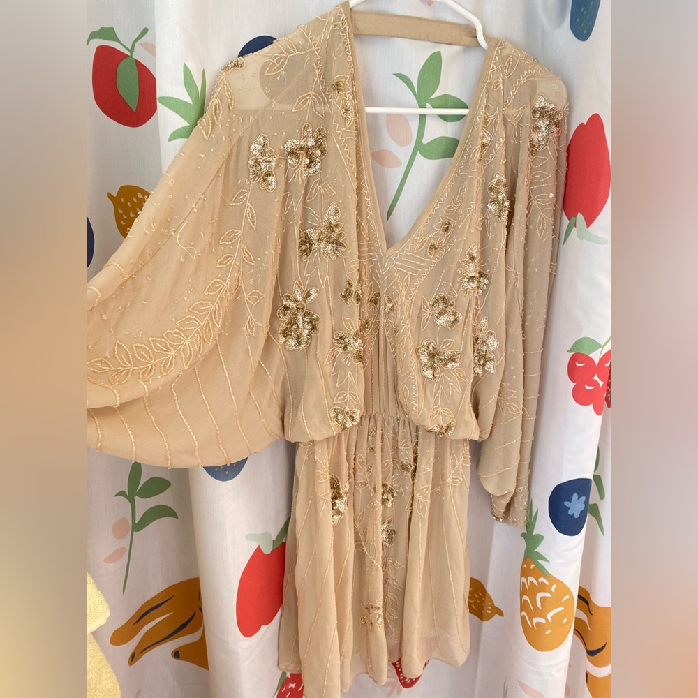 NWT ASOS golden beaded + sequined mini dress